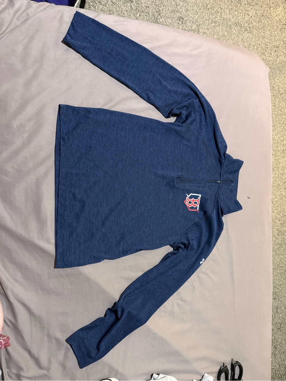 Under Armour Navy Long-Sleeve Quarter-Zip Top with Red Logo